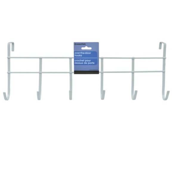 Over The Door Hook Rack Hanger - Organizer Rack - 2 Pack - White Metal Hanger - Picture 2 of 3